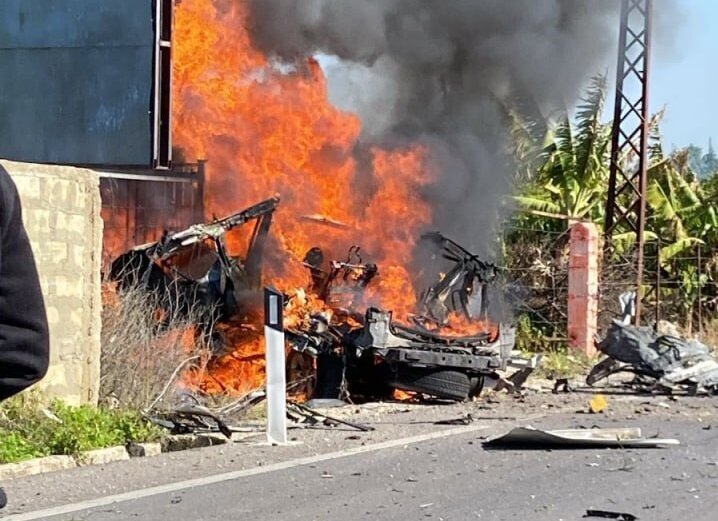 Watch: Israeli Drone Strikes Car in Sidon, South Lebanon – Shocking Footage Released!