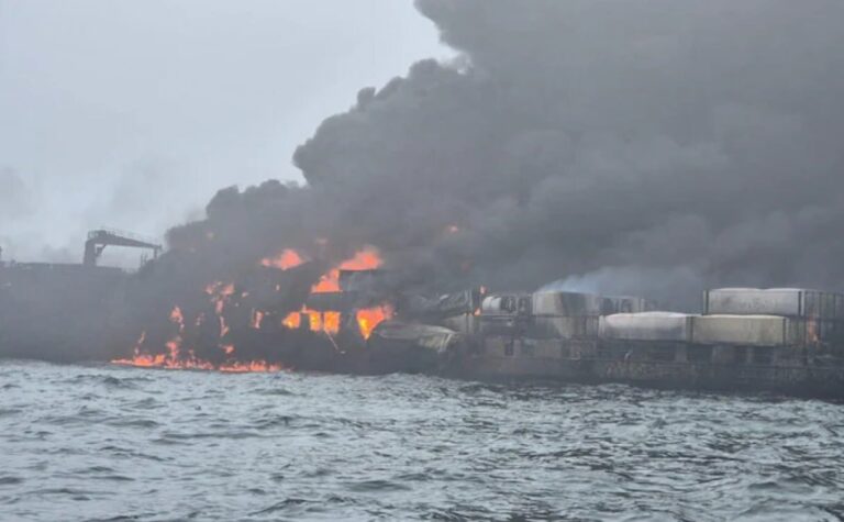 Collision Alert: US Oil Tanker and Portuguese Cargo Ship Collide at Sea - Watch the Shocking Video!